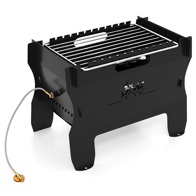 2-in-1 Portable Charcoal & Gas Grill with Stainless Rack