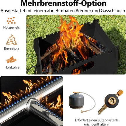 2-in-1 Portable Charcoal & Gas Grill with Stainless Rack
