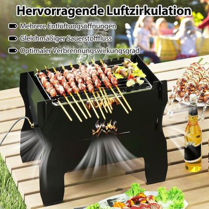 2-in-1 Portable Charcoal & Gas Grill with Stainless Rack
