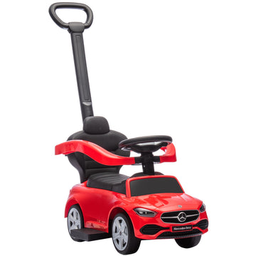 2-in-1 Red Ride-On Car with Handle, Safety Rail & Storage
