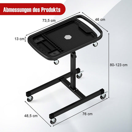 2 in 1 Rollable Tool Table with Removable Compartment Height Adjustable Work Table