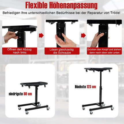 2 in 1 Rollable Tool Table with Removable Compartment Height Adjustable Work Table
