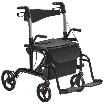 2-in-1 Rollator Walker and Transport Chair, 300 lb