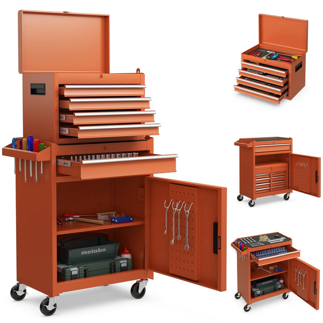 2-in-1 Rolling Tool Chest, 5 Drawers, 100kg Capacity