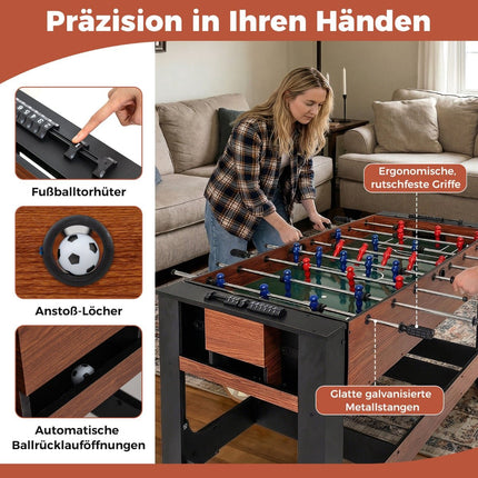 2-in-1 Rotating Game Table – Foosball & Billiards, 138 cm
