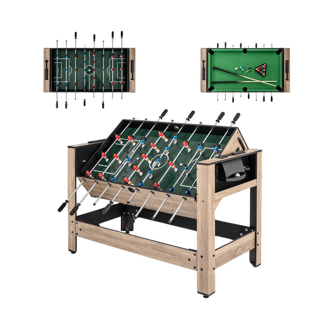 2-in-1 draaibare speeltafel - tafelvoetbal- en biljartset