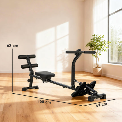 2-in-1 Rowing Machine, Adjustable, LCD Display, Steel Frame
