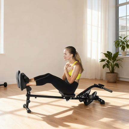 2-in-1 Rowing Machine, Adjustable, LCD Display, Steel Frame