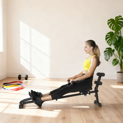 2-in-1 Rowing Machine, Adjustable, LCD Display, Steel Frame