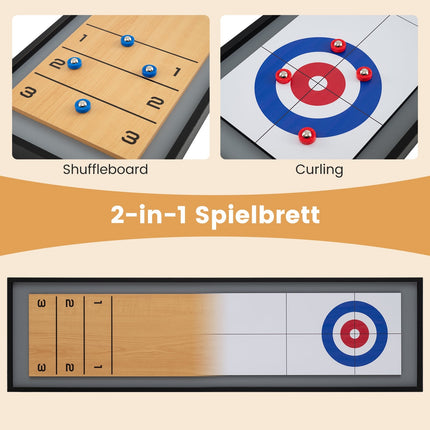 2-in-1 Shuffleboard & Curling Table Game, 114 cm, Portable
