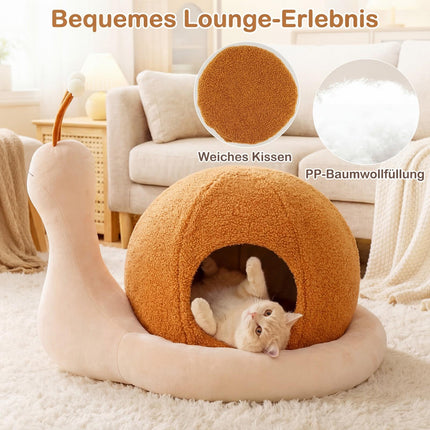 2-in-1 Snail-Shaped Cat Bed with Washable Cushion