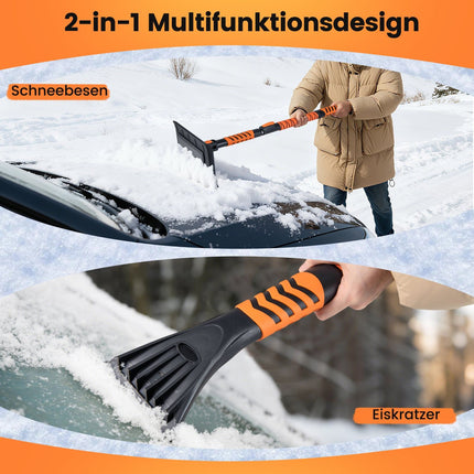 2-in-1 Snow Shovel & Ice Scraper, Adjustable Handle