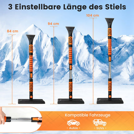 2-in-1 Snow Shovel & Ice Scraper, Adjustable Handle