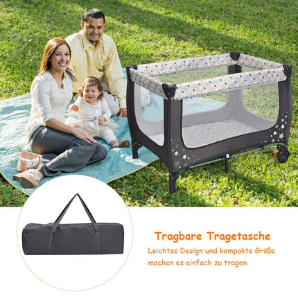 2-in-1 Travel Crib & Playpen, Foldable, 125x65x76 cm, Gray