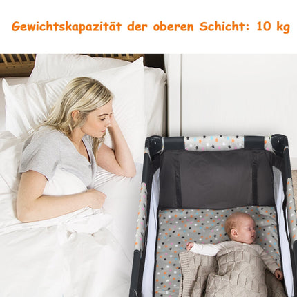 2-in-1 Travel Crib & Playpen, Foldable, 125x65x76 cm, Gray