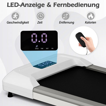 2 in 1 Treadmill Under Desk Walking Pad with LED Display 122 x 53 x 15 cm Gray