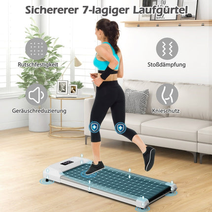 2 in 1 Treadmill Under Desk Walking Pad with LED Display 122 x 53 x 15 cm Gray