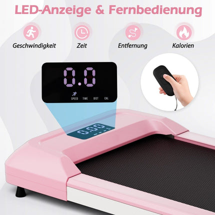 2 in 1 Treadmill Under Desk Walking Pad with LED Display 122 x 53 x 15 cm Pink