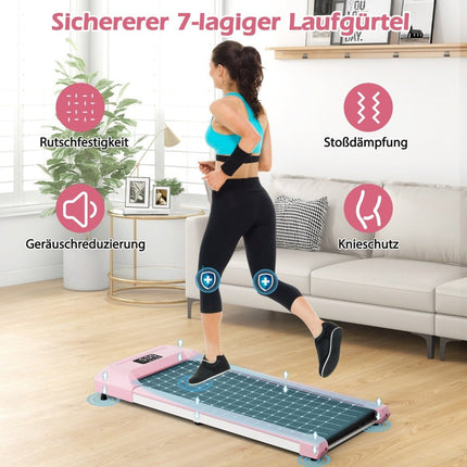 2 in 1 Treadmill Under Desk Walking Pad with LED Display 122 x 53 x 15 cm Pink