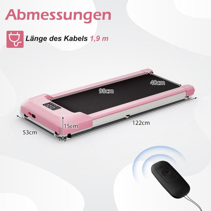2 in 1 Treadmill Under Desk Walking Pad with LED Display 122 x 53 x 15 cm Pink