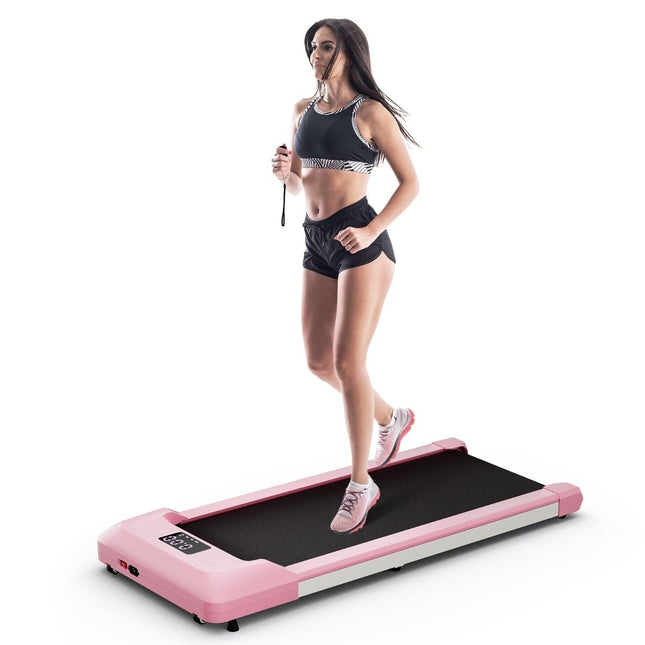 2-in-1 loopband onder bureau loopmat met LED-display 122 x 53 x 15 cm roze