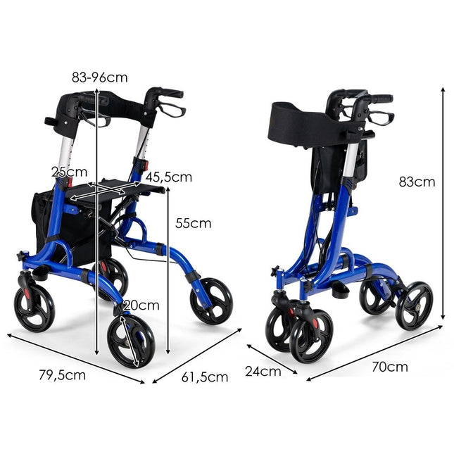 2-in-1 Walker & Rollator with Seat, Bag, Dual Brakes