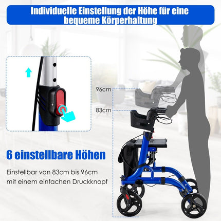2-in-1 Walker & Rollator with Seat, Bag, Dual Brakes