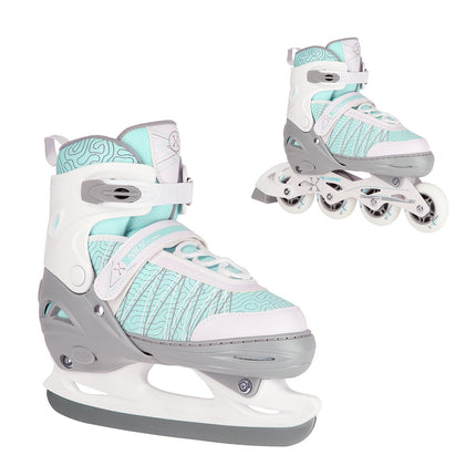 2-in-1 White-Mint Inline & Ice Skates, Size L (39-42)