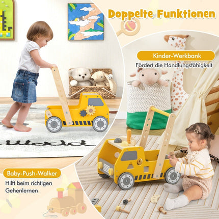 2-in-1 Wooden Baby Walker with Multi-Activity Center Baby Walker Baby Walker