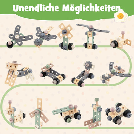 2-in-1 Wooden Kids Cart & Tool Bench with Tools