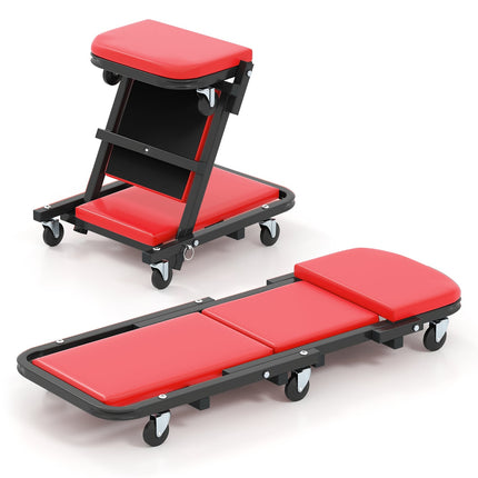 2-in-1 Workshop Creeper Seat, 160kg Capacity, Red