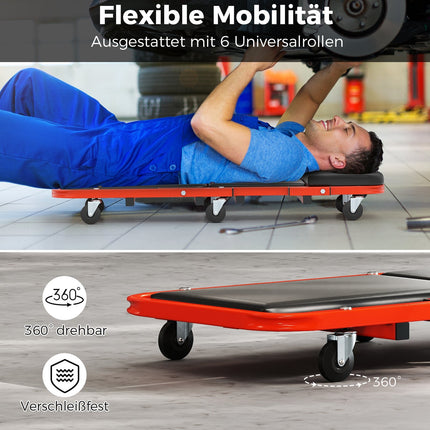 2-in-1 Workshop Creeper Seat, 6 Wheels, 160kg Capacity