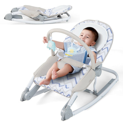2 in 1 baby rocker foldable portable baby swing with 3-level adjustable backrest gray