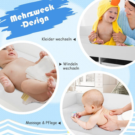 2 in 1 changing table with changing mat & 2 drawers & storage container white
