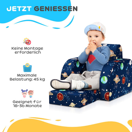 Children's folding sofa chair - horizontal, planetary design
