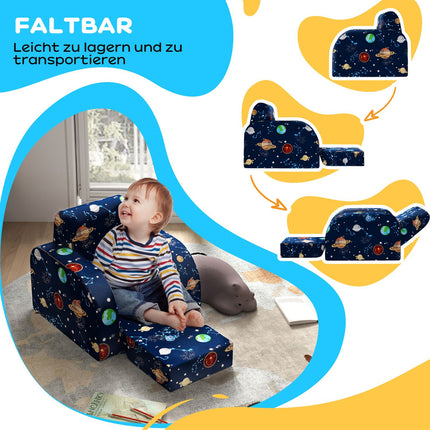 Children's folding sofa chair - horizontal, planetary design