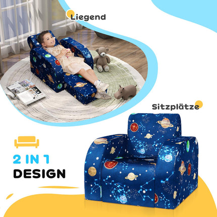 Children's folding sofa chair - horizontal, planetary design