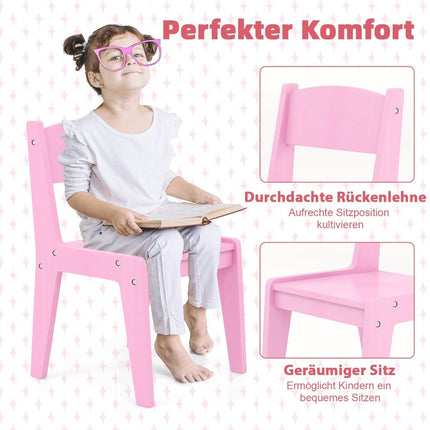 2 in 1 children's dressing table set with stool & LED lights & mirror & drawer cosmetic table pink
