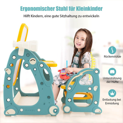 2 in 1 children's easel with 3-level adjustable whiteboard and painting accessories blue + yellow