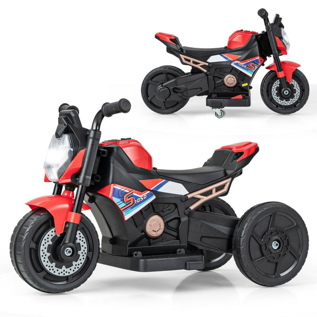 2-in-1 children's electric motorcycle with removable training wheels &amp; Headlights &amp; Music &amp; Horn red 74 x 38 x 48 cm