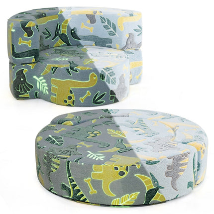 2 in 1 children's sofa round play sofa glowing in the dark children's couch upholstered with removable cover blue