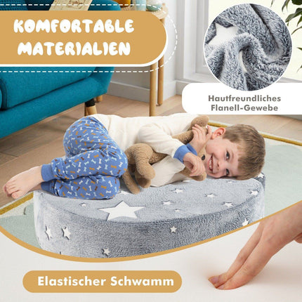 2 in 1 children's sofa round play sofa glowing in the dark children's couch upholstered with removable gray cover