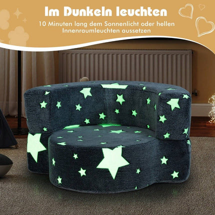 2 in 1 children's sofa round play sofa glowing in the dark children's couch upholstered with removable gray cover