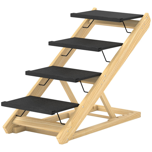 Height adjustable dog stairs - Foldable, non-slip 4 steps
