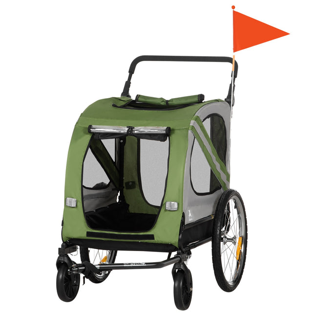 Dog trailer & stroller with reflexes for medium-sized dogs