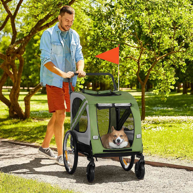 Dog trailer & stroller with reflexes for medium-sized dogs