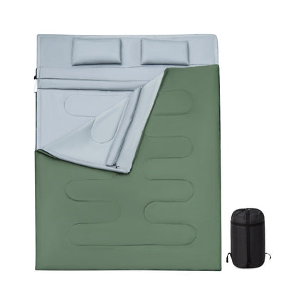 2 in 1 double sleeping bag single sleeping bag XL blanket sleeping bag with 2 pillows 220 x 150 cm