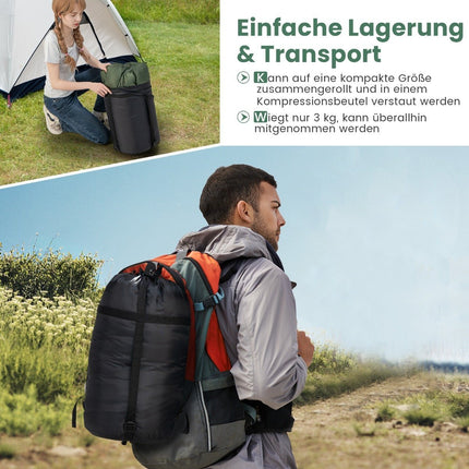 2 in 1 double sleeping bag single sleeping bag XL blanket sleeping bag with 2 pillows 220 x 150 cm