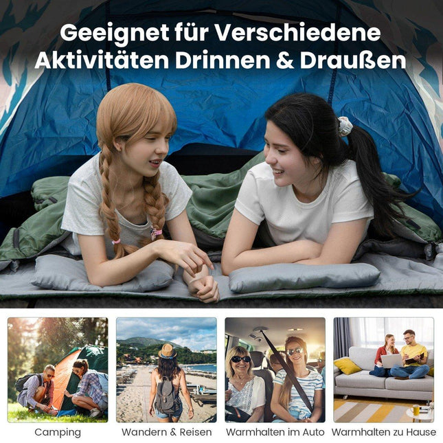 2 in 1 double sleeping bag single sleeping bag XL blanket sleeping bag with 2 pillows 220 x 150 cm
