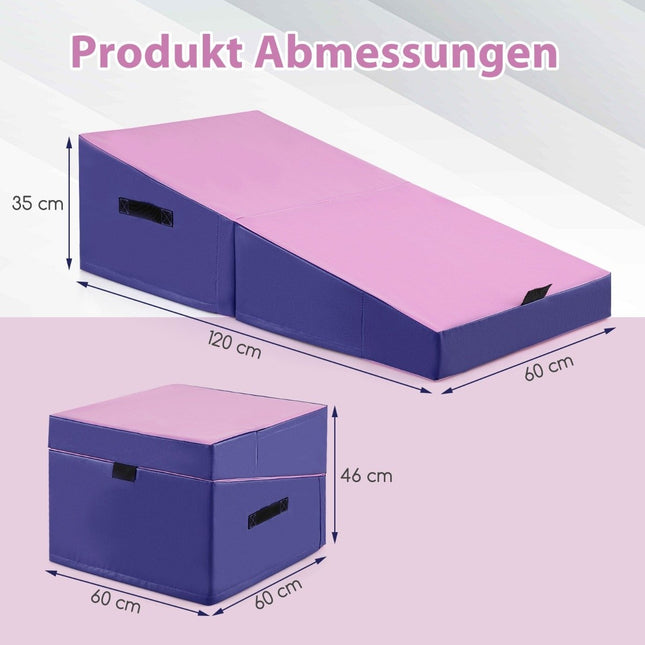 2 in 1 gymnastiekmat met draaggreep Schuine gymnastiekmat Wigvormige zachte vloermat